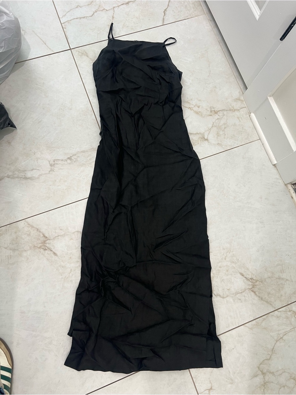 Benetton Black Linen Midi Dress Size XS